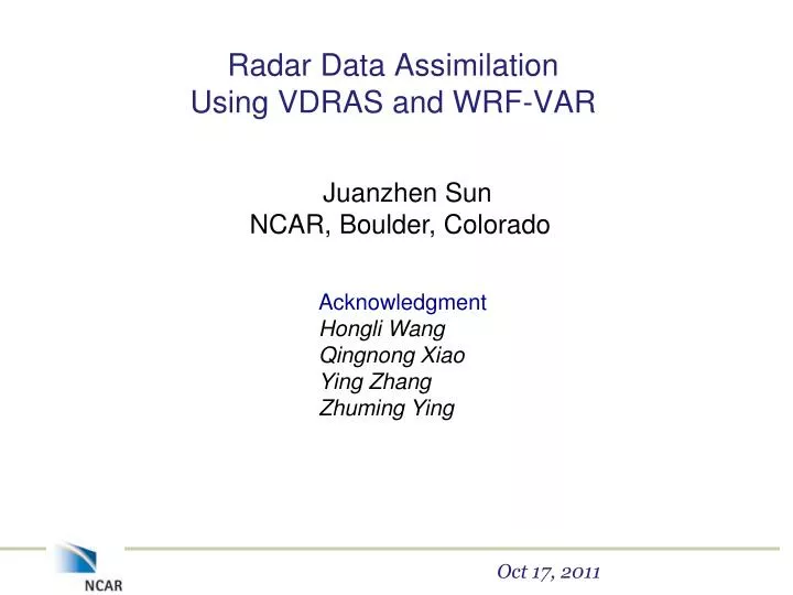 radar data assimilation using vdras and wrf var