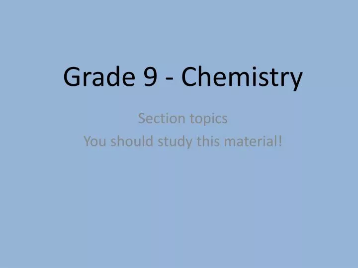 grade 9 chemistry