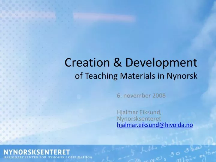 creation development of teaching materials in nynorsk