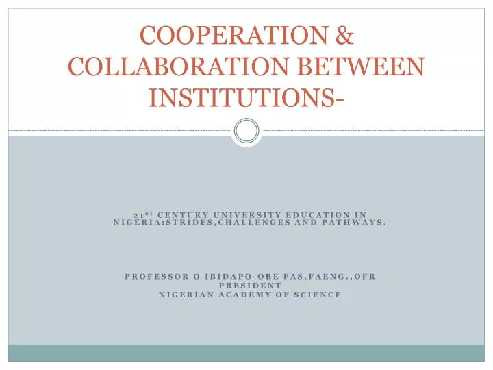 cooperation collaboration between institutions