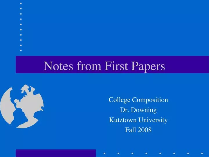 notes from first papers