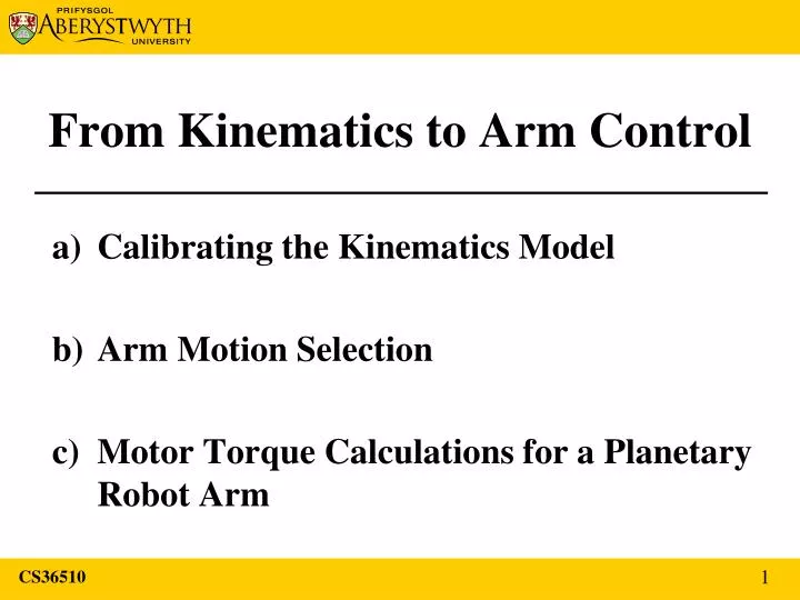 from kinematics to arm control