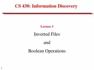 CS 430: Information Discovery