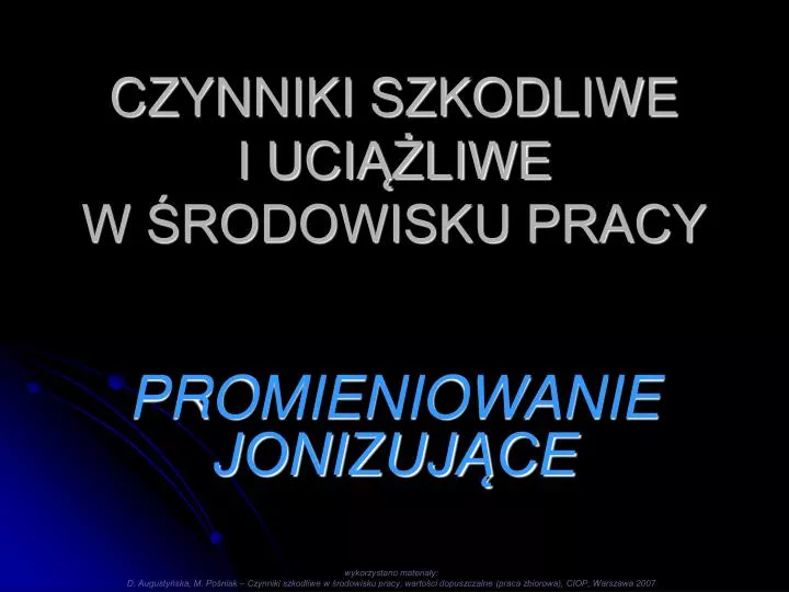 czynniki szkodliwe i uci liwe w rodowisku pracy