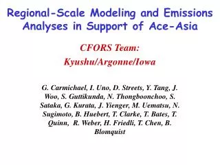 Regional-Scale Modeling and Emissions Analyses in Support of Ace-Asia