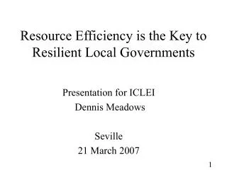 Resource Efficiency is the Key to Resilient Local Governments