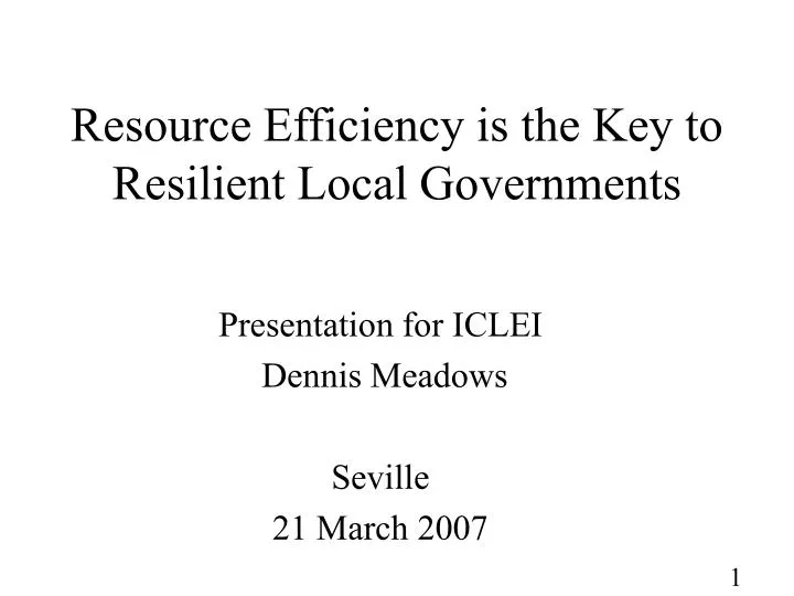 resource efficiency is the key to resilient local governments