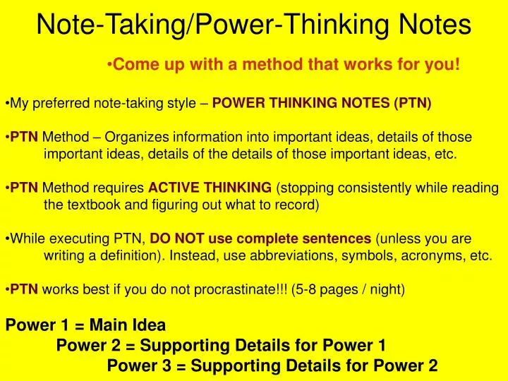 note taking power thinking notes