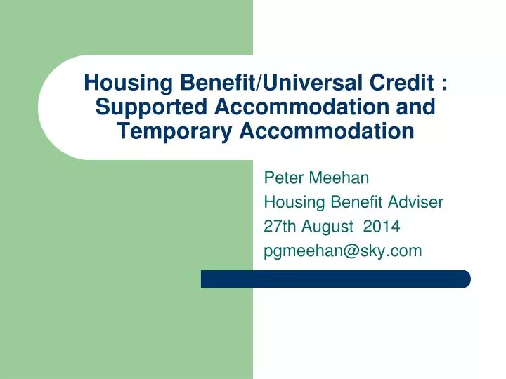 housing benefit universal credit supported accommodation and temporary accommodation