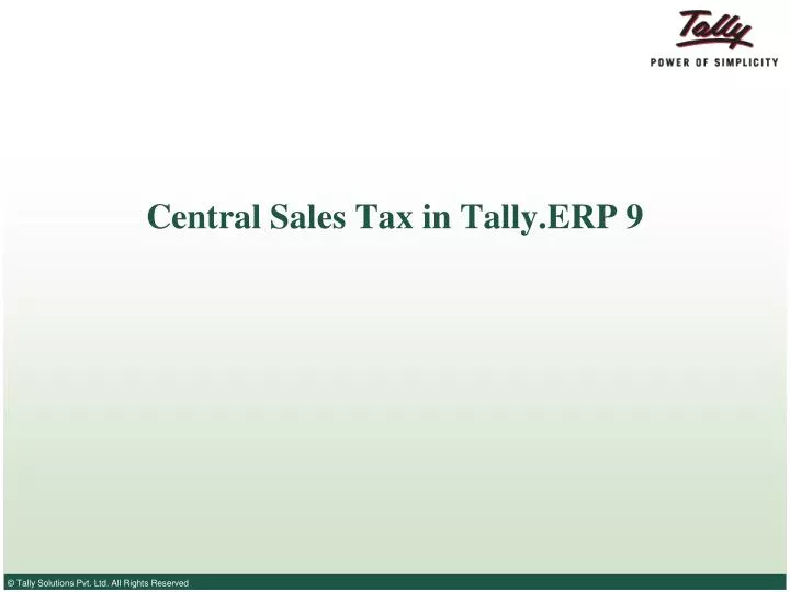 central sales tax in tally erp 9