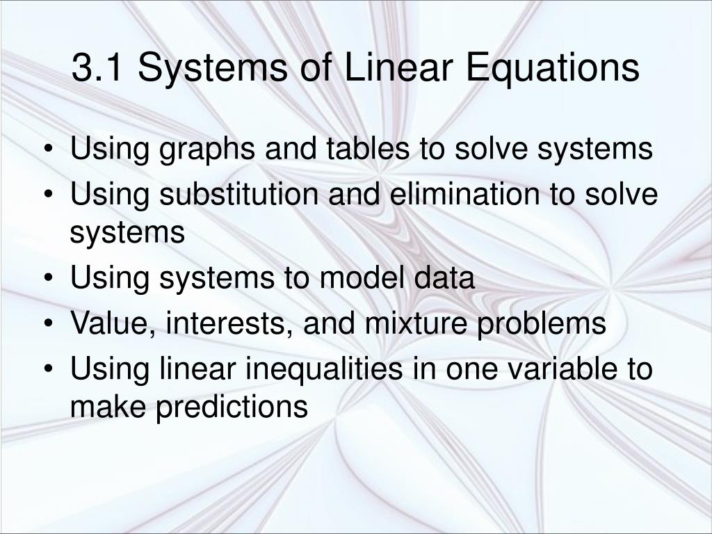 PPT - 3.1 Systems of Linear Equations PowerPoint Presentation, free ...