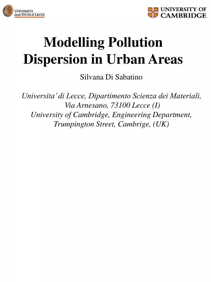 modelling pollution dispersion in urban areas