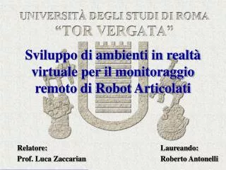 sviluppo di ambienti in realt virtuale per il monitoraggio remoto di robot articolati