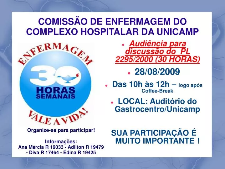 comiss o de enfermagem do complexo hospitalar da unicamp