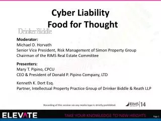 Cyber Liability Food for Thought