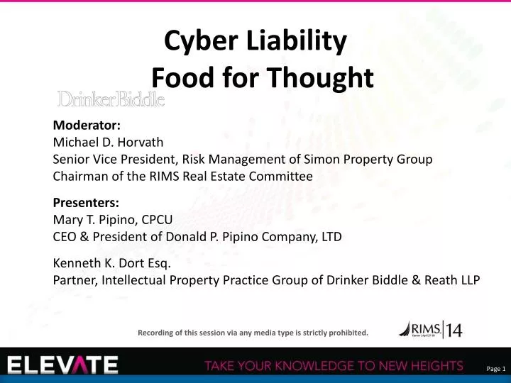 cyber liability food for thought