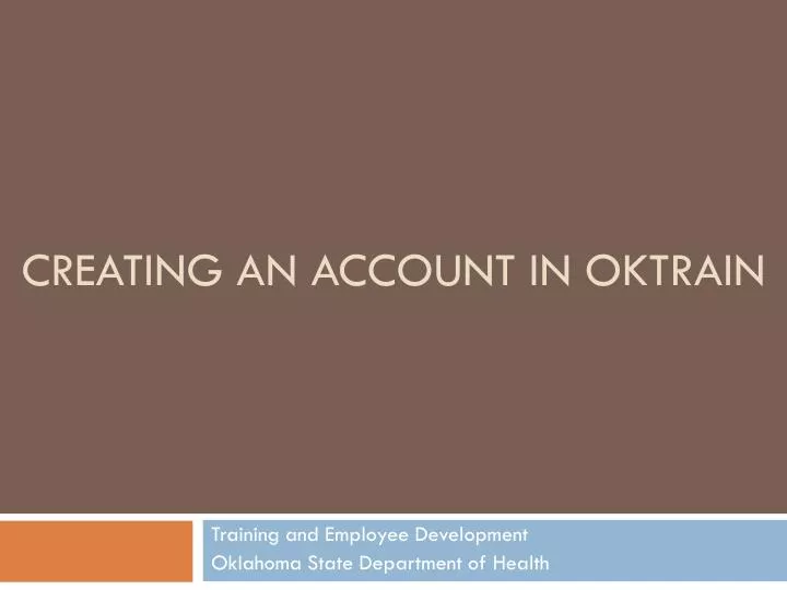 creating an account in oktrain