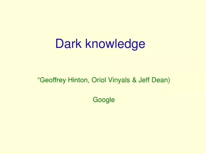 dark knowledge