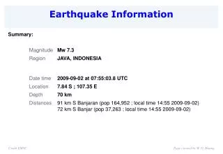 Earthquake Information