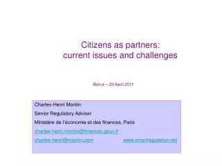 Citizens as partners: current issues and challenges