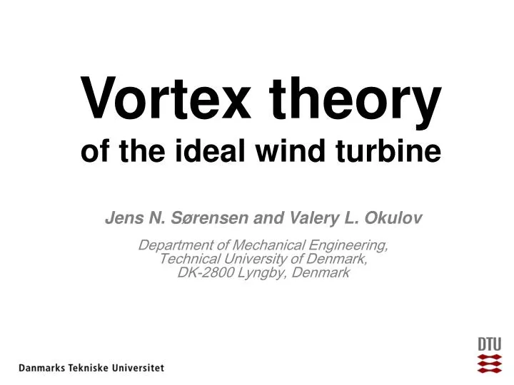 vortex theory of the ideal wind turbine