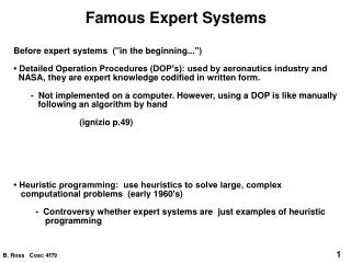 Famous Expert Systems