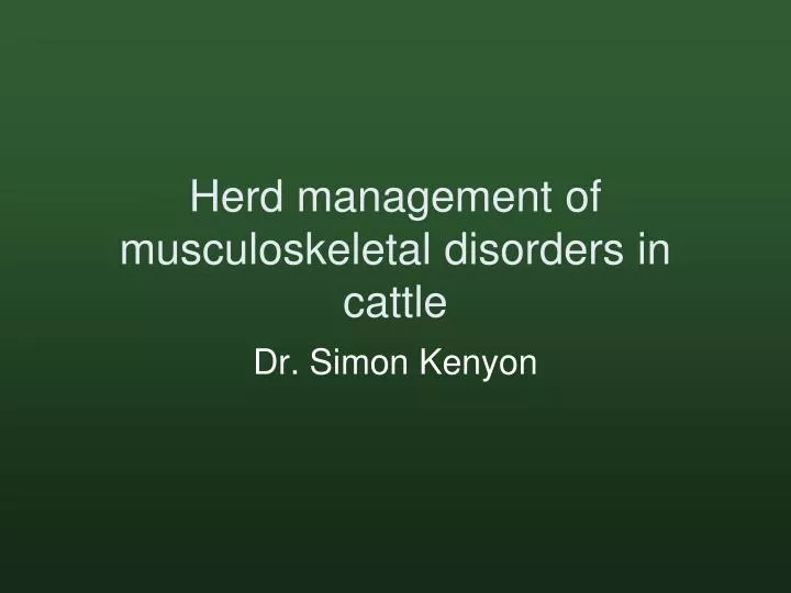 herd management of musculoskeletal disorders in cattle
