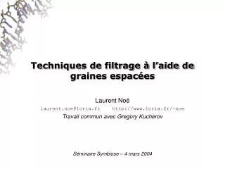 techniques de filtrage l aide de graines espac es