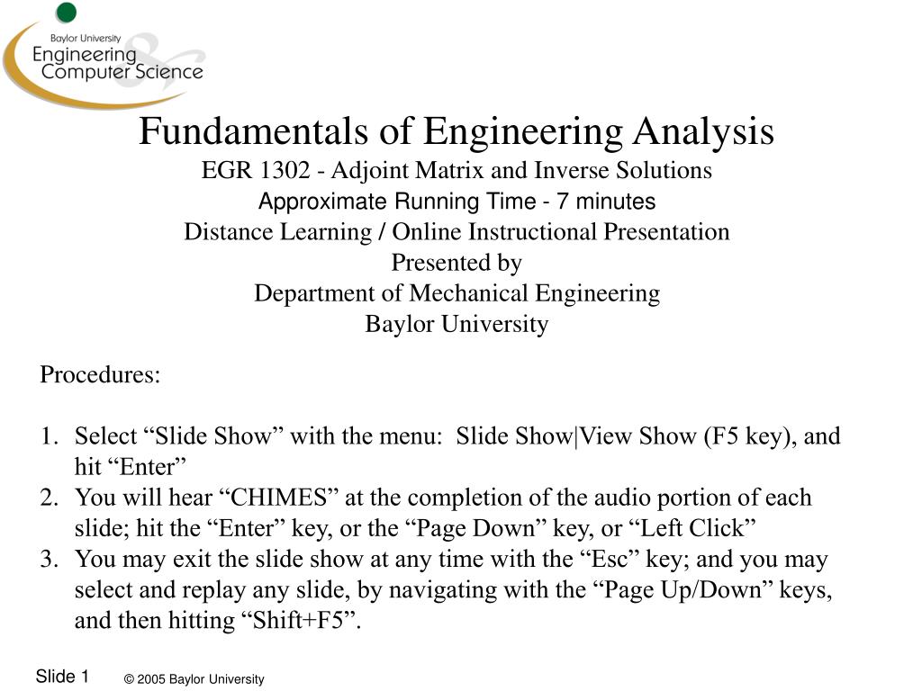 Understanding Adjoint Matrices and Inverse Solutions in Engineering Analysis - slide 1