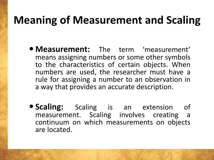 meaning of measurement and scaling
