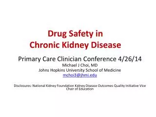 Drug Safety in Chronic Kidney Disease