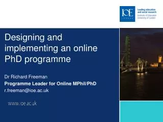 Designing and implementing an online PhD programme