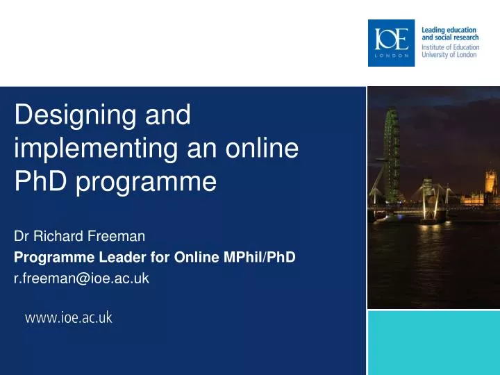 designing and implementing an online phd programme