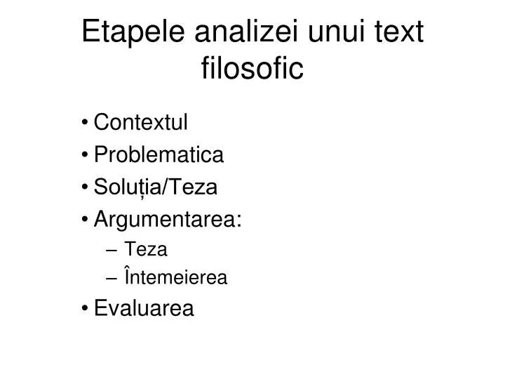 etapele analizei unui text filosofic