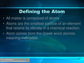 defining the atom