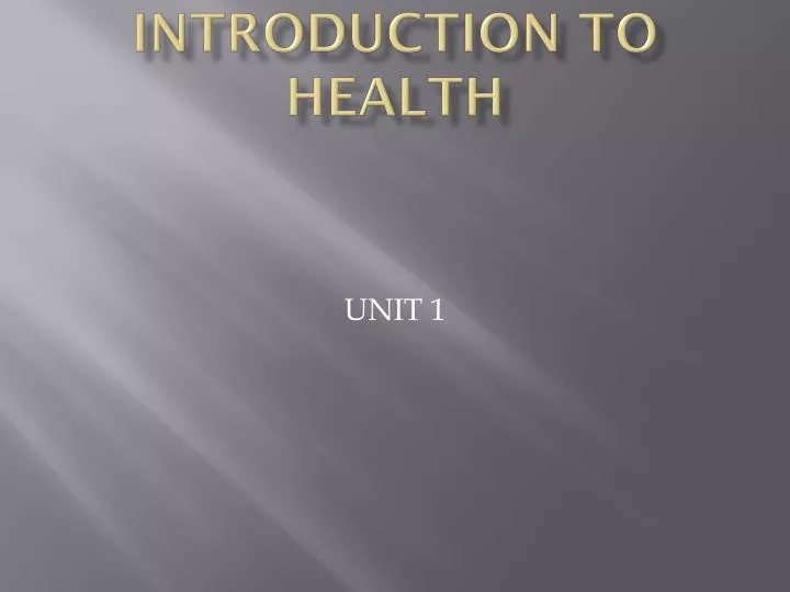 introduction to health