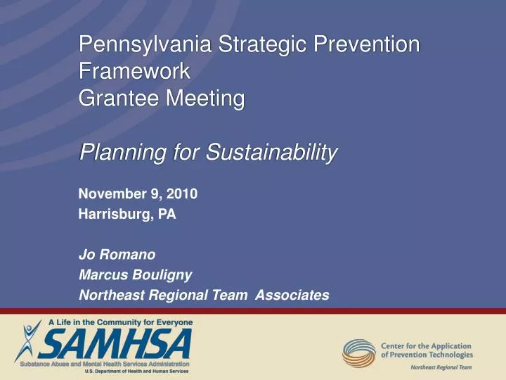 pennsylvania strategic prevention framework grantee meeting planning for sustainability