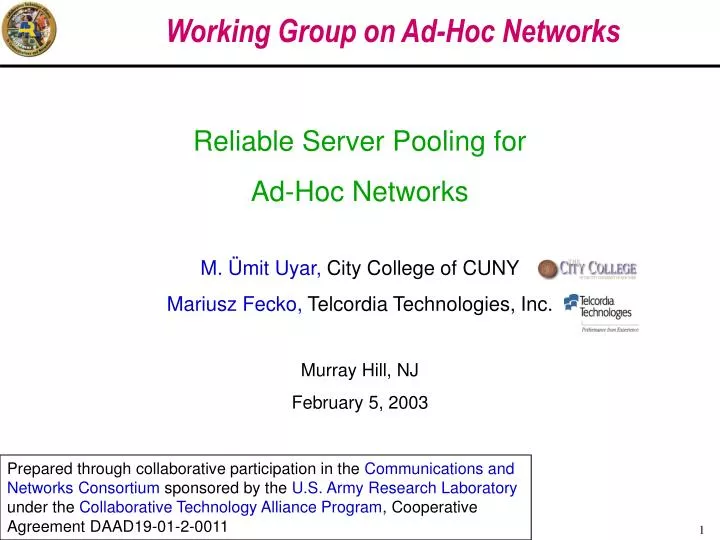 working group on ad hoc networks