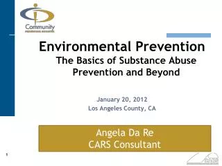 Environmental Prevention The Basics of Substance Abuse Prevention and Beyond January 20, 2012