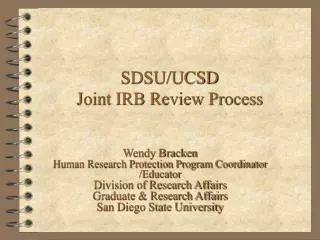SDSU/UCSD Joint IRB Review Process