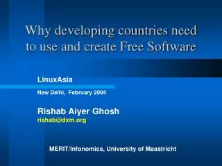 Why developing countries need to use and create Free Software