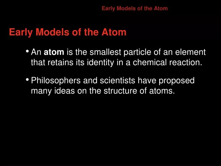 early models of the atom