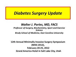 Diabetes Surgery Update