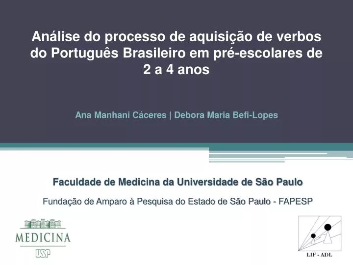 an lise do processo de aquisi o de verbos do portugu s brasileiro em pr escolares de 2 a 4 anos
