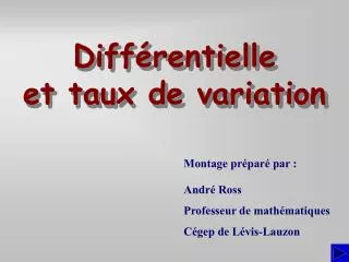 diff rentielle et taux de variation