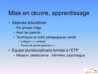 mise en uvre apprentissage