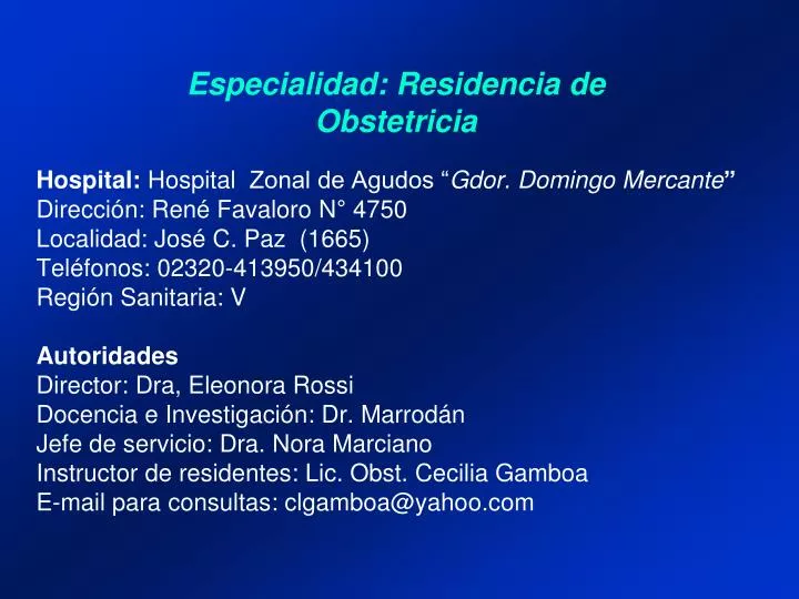 especialidad residencia de obstetricia