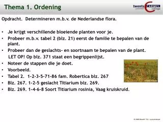 thema 1 ordening