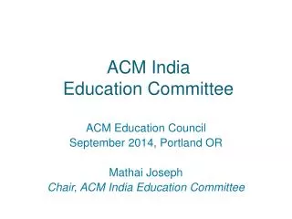 ACM India Education Committee