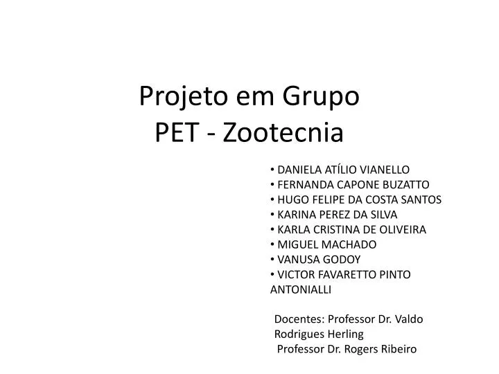 projeto em grupo pet zootecnia